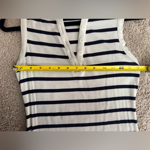 Express Ribbed Stripe V-Neck Midi Dress / Black & White / XS - Picture 6 of 7